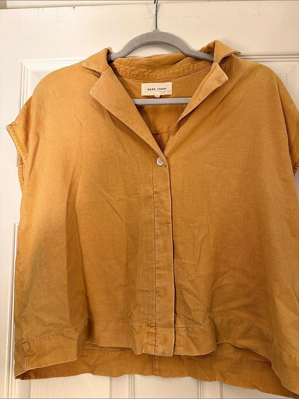 Dear John Collared Button-Down Shirt in Orange Like New